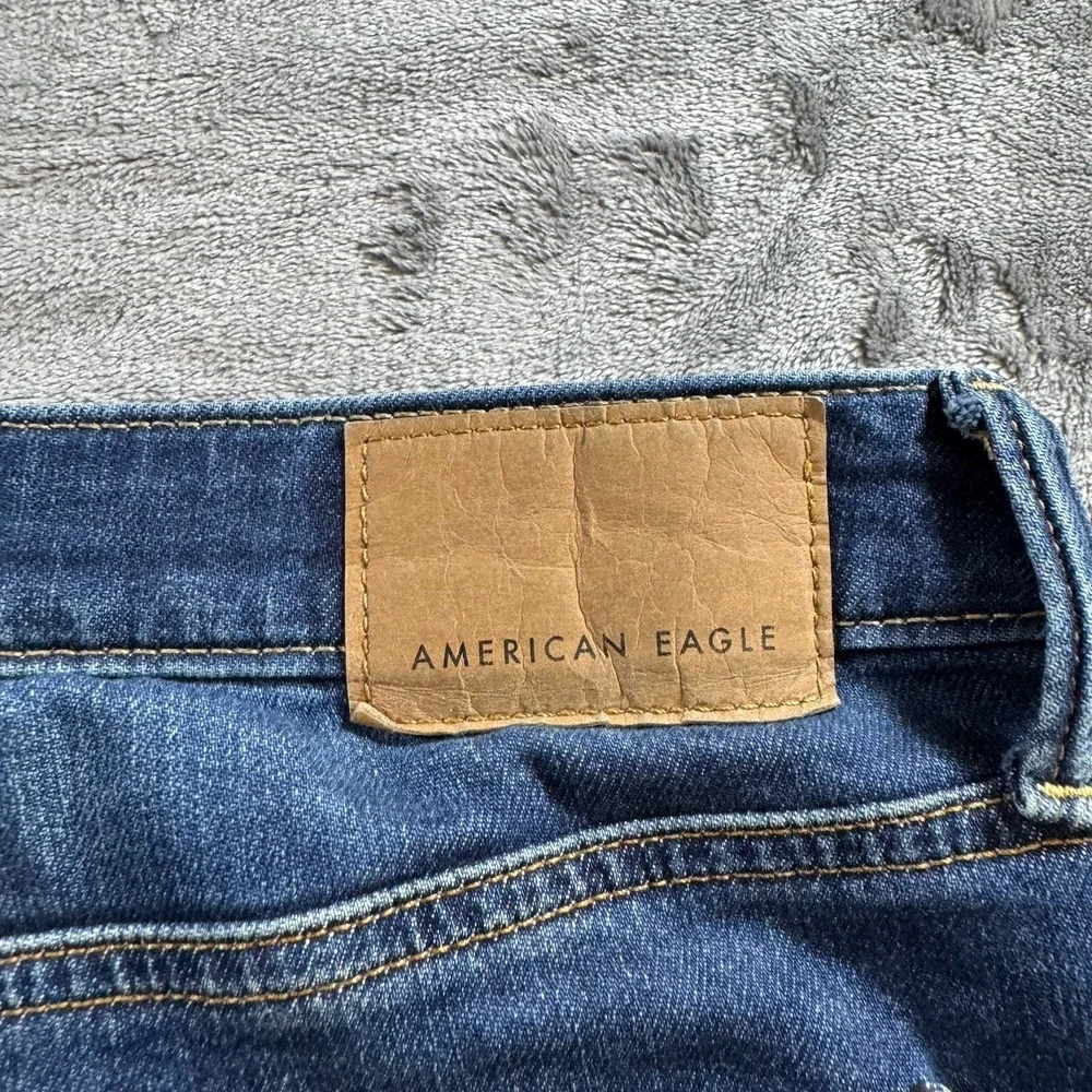 American Eagle AirFlex + Jeans Mens Size 36x30 Blue Slim Straight Stretch Faded‎